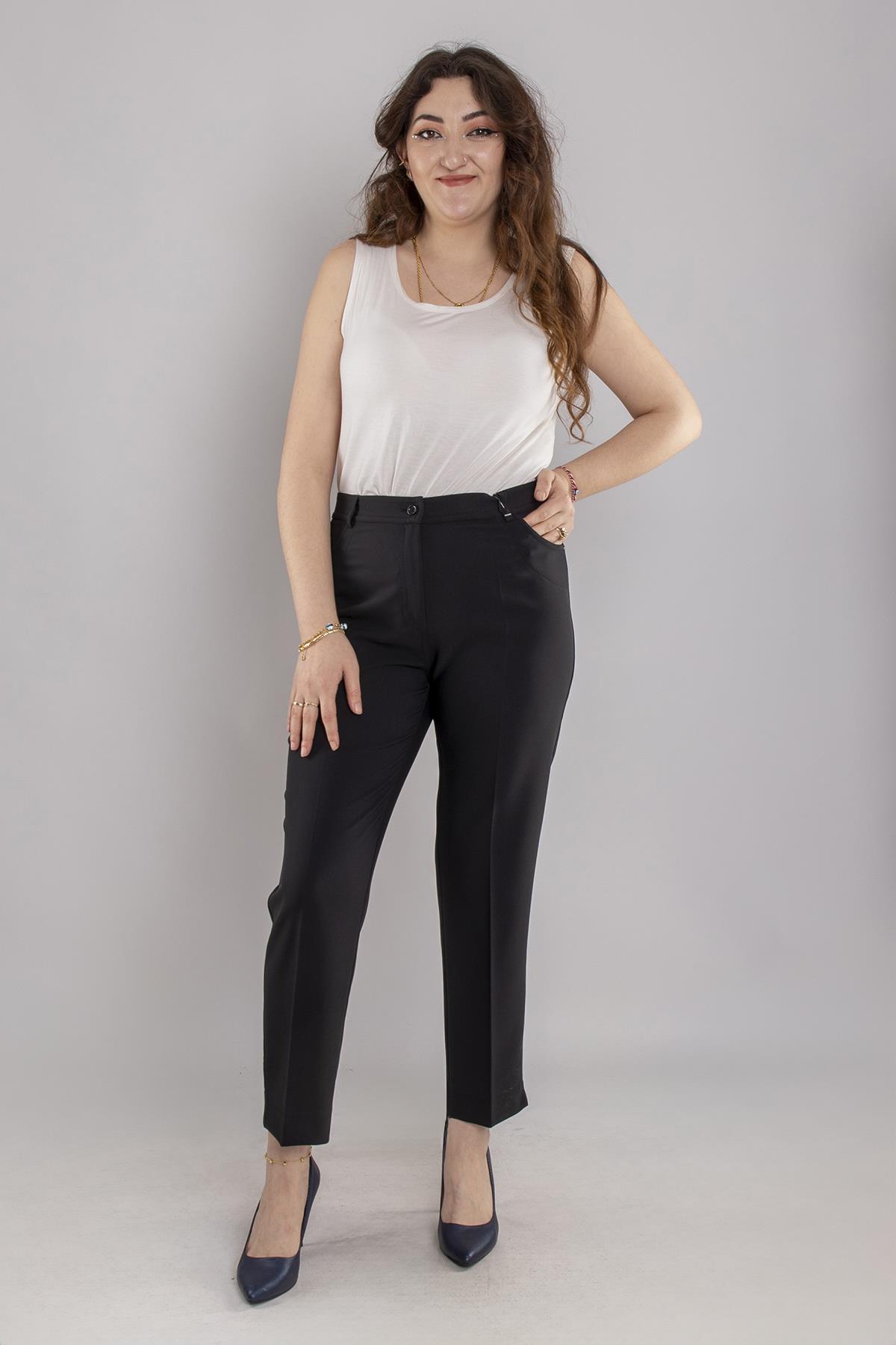 6045 Büyük Beden Cepsiz Kumaş Pantolon