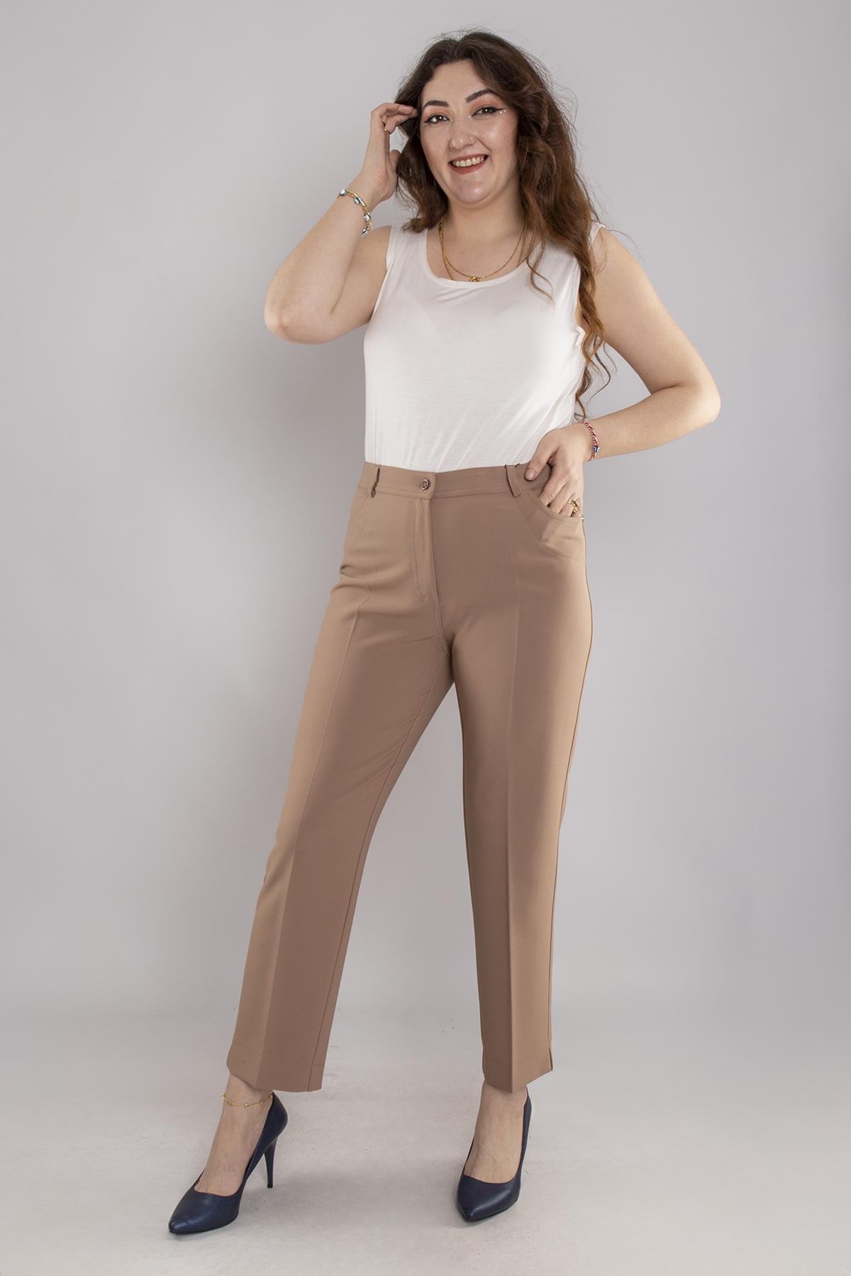 6045 Büyük Beden Cepsiz Kumaş Pantolon