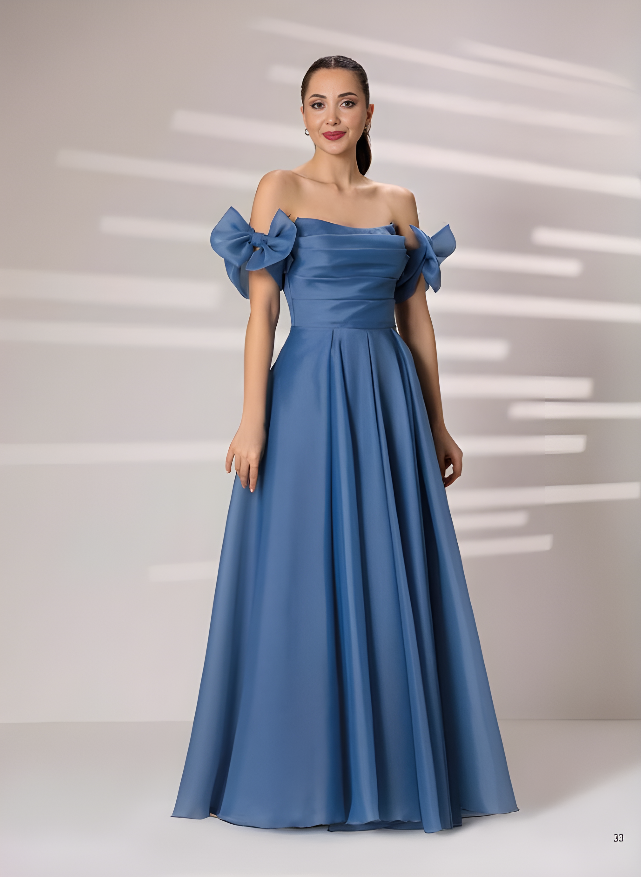 605 Organze Tül Takma Kol Degaje Straplez Uzun Nişanlık