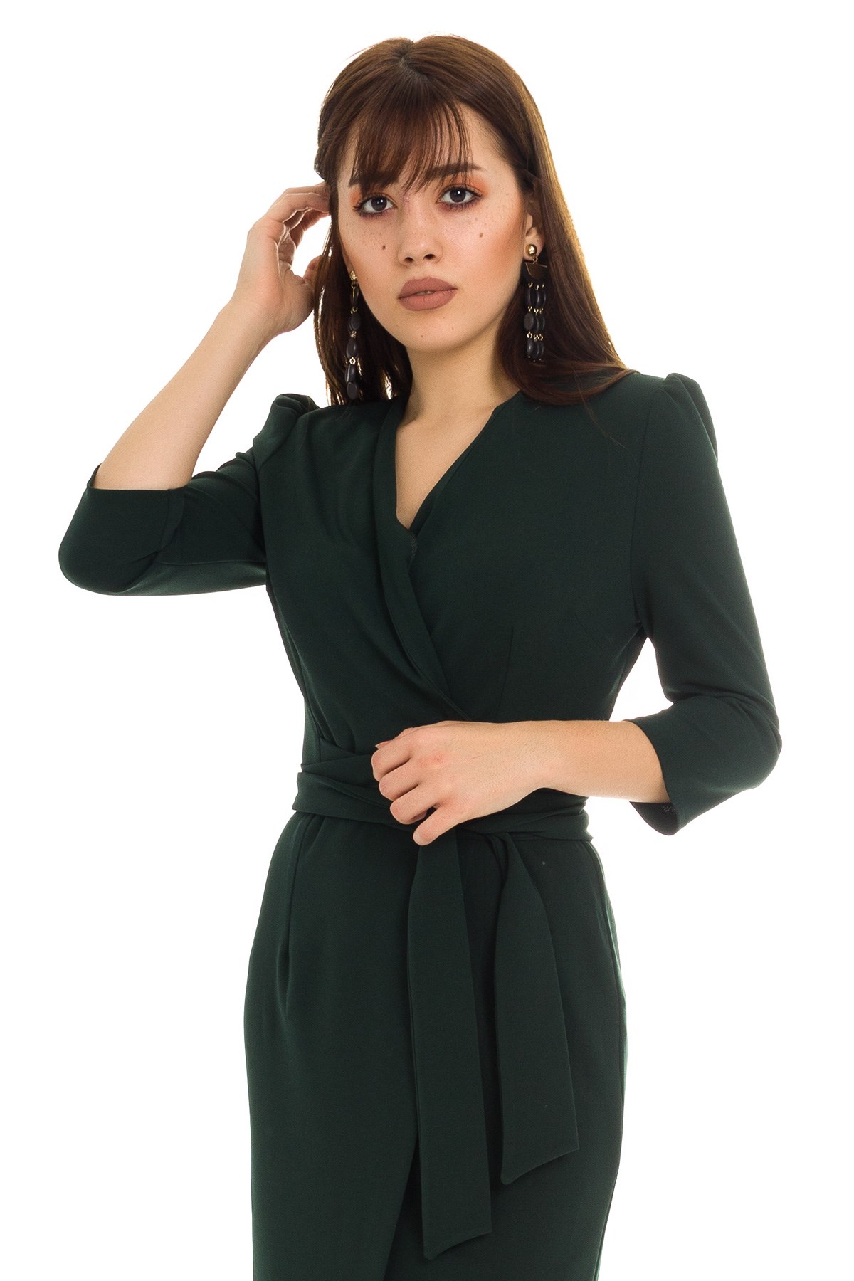 61246 KRUV.YAKA BAĞLAMALI KREP ELBİSE