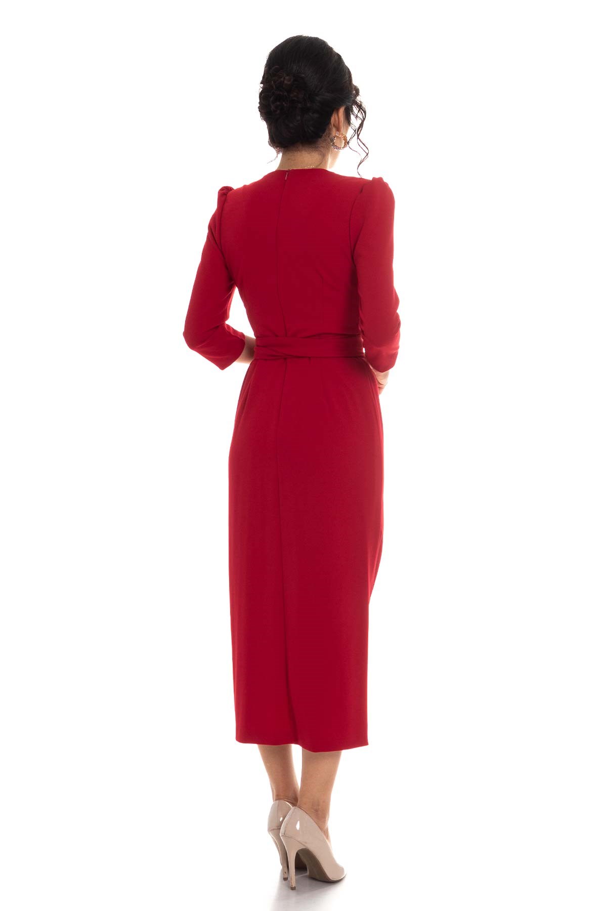 61246 KRUV.YAKA BAĞLAMALI KREP ELBİSE