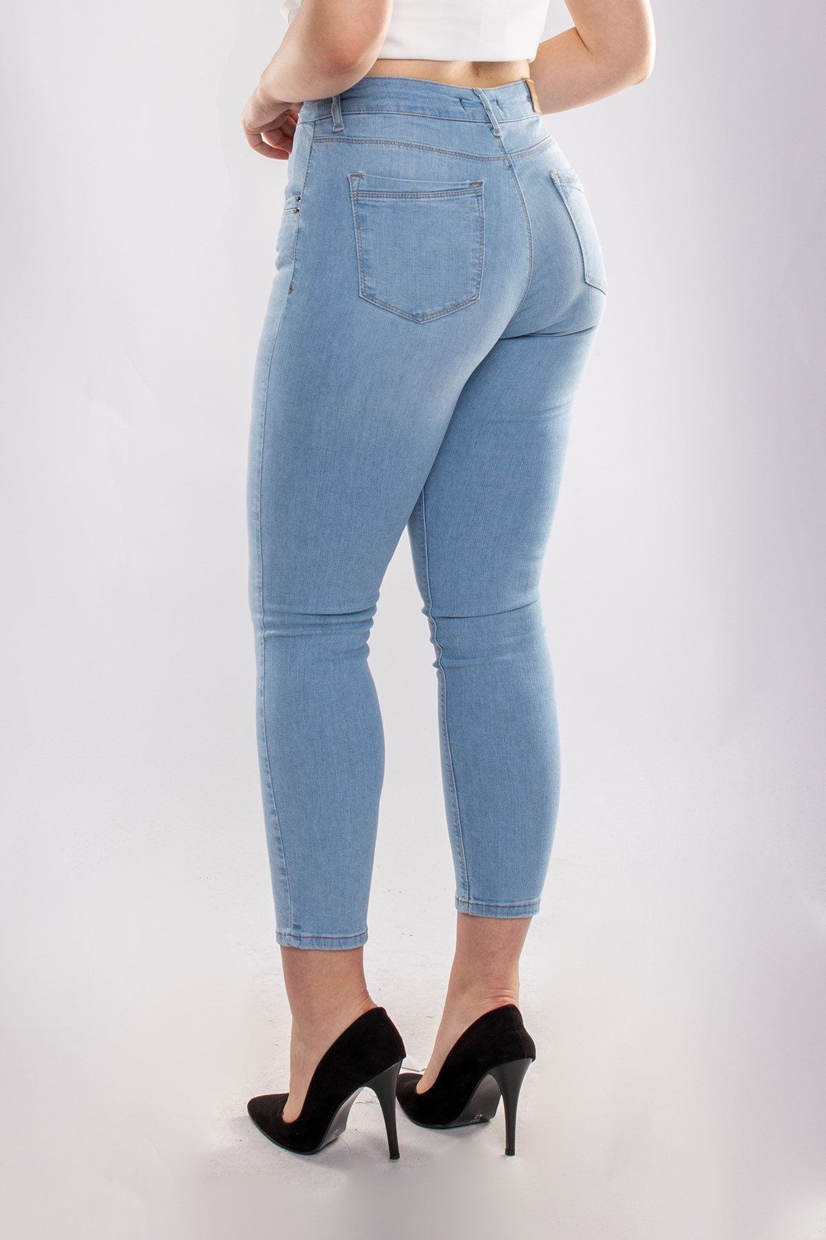 615 Büyük Beden Yüksekbel Likralı Kot Pantolon