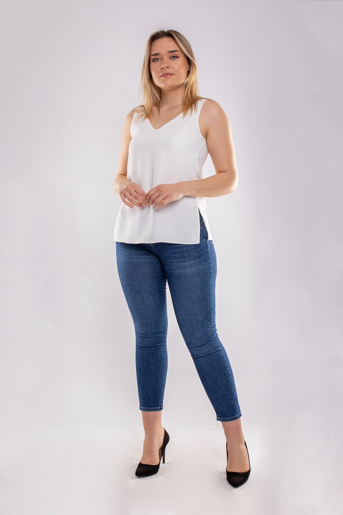 615 Büyük Beden Yüksekbel Likralı Kot Pantolon