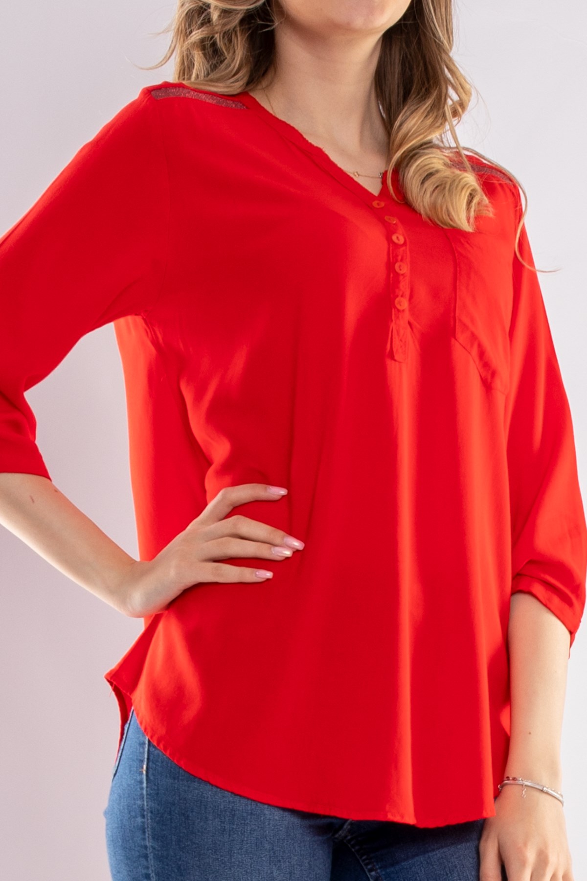 615 Omuz Ve Sırt Simli Truv.Kol Kadın Gömlek
