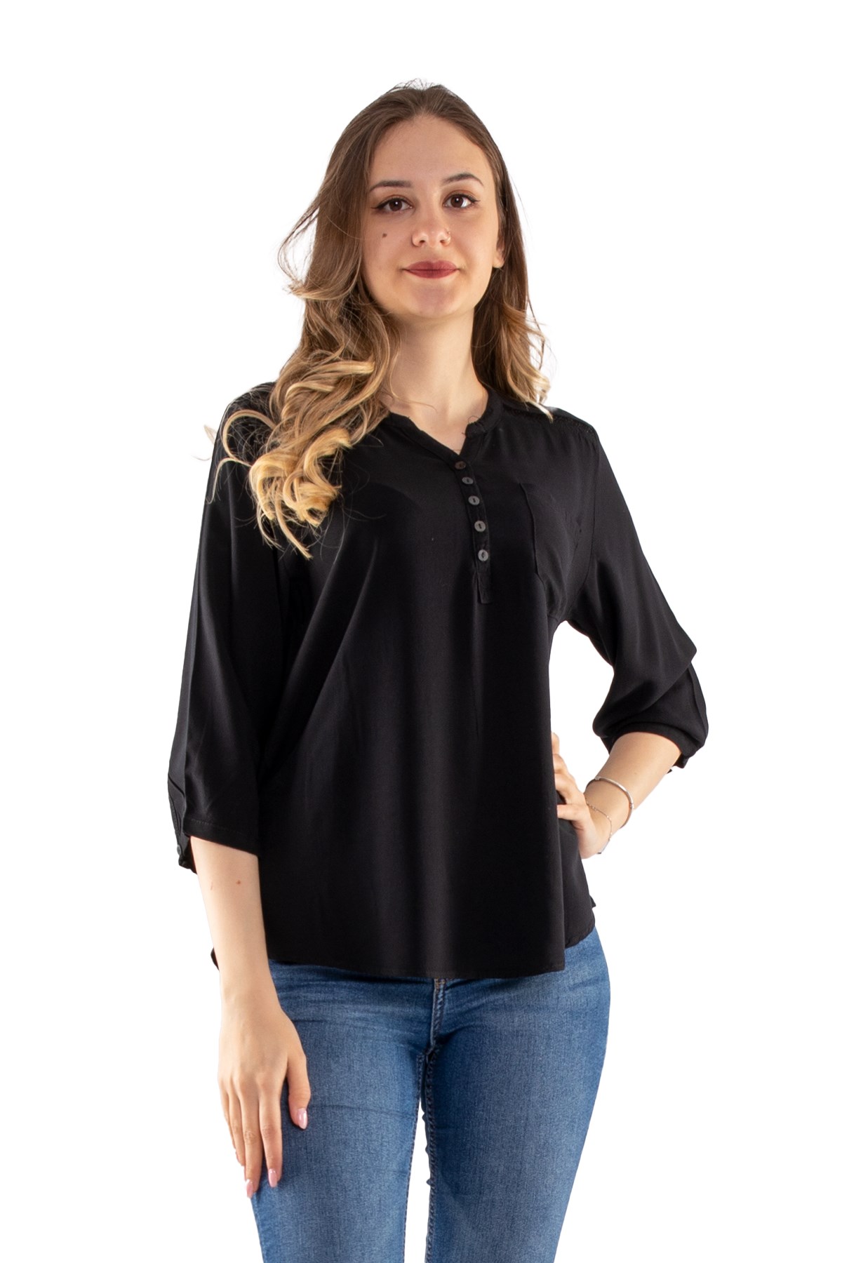 615 Omuz Ve Sırt Simli Truv.Kol Kadın Gömlek