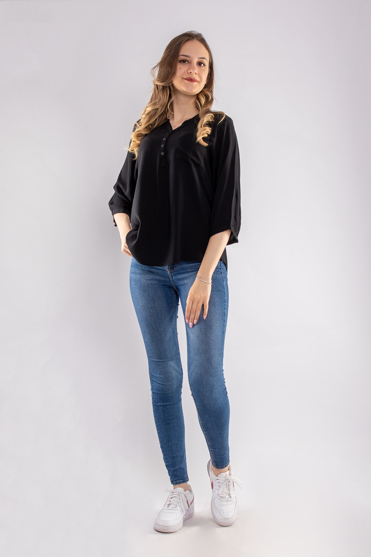 615 Omuz Ve Sırt Simli Truv.Kol Kadın Gömlek