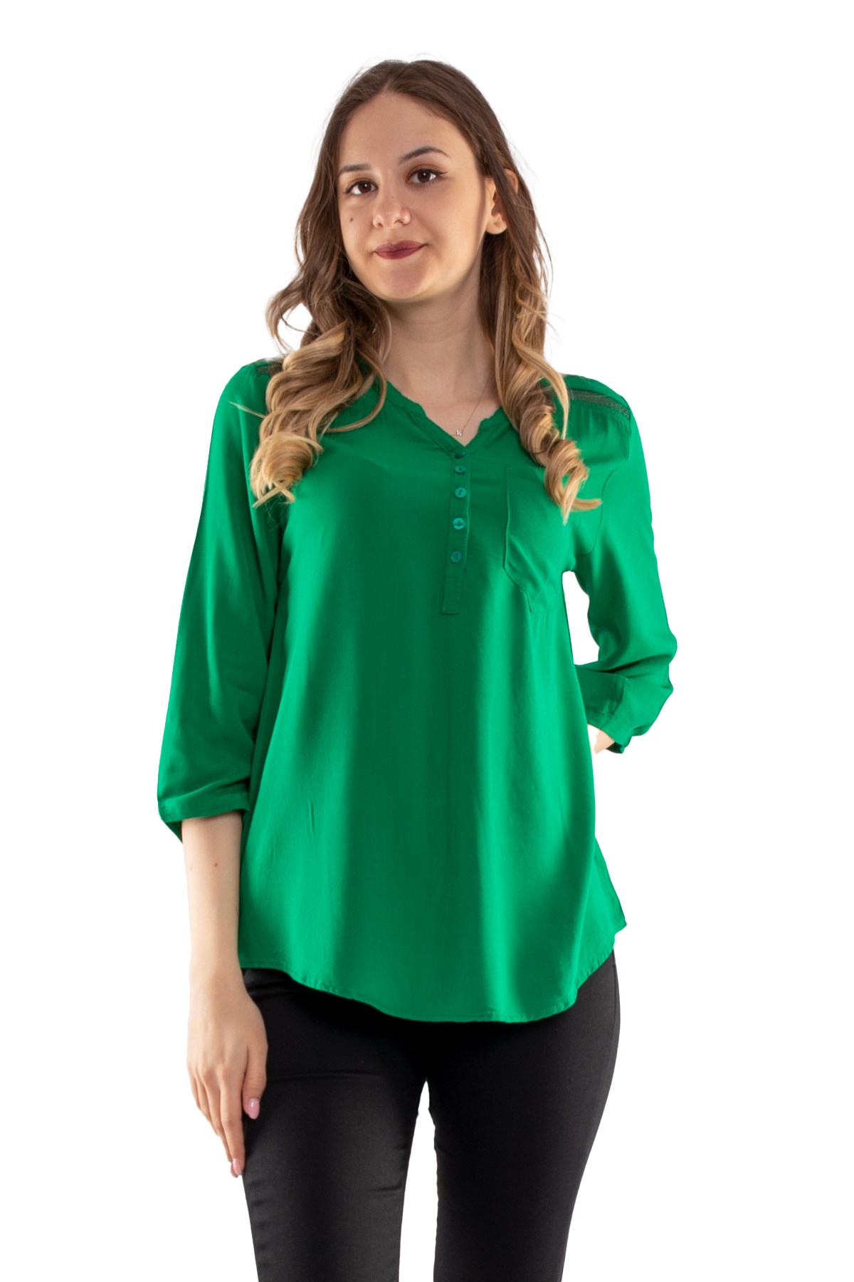 615 Omuz Ve Sırt Simli Truv.Kol Kadın Gömlek