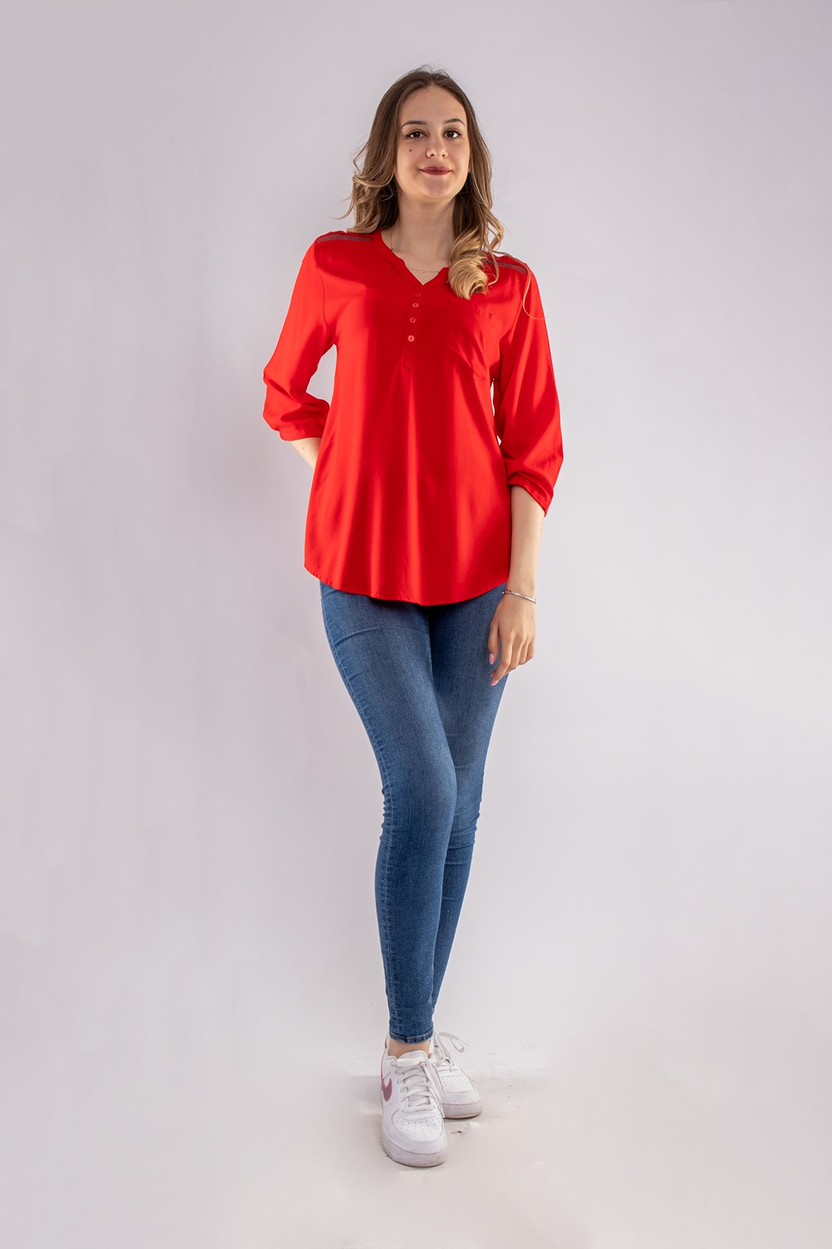 615 Omuz Ve Sırt Simli Truv.Kol Kadın Gömlek