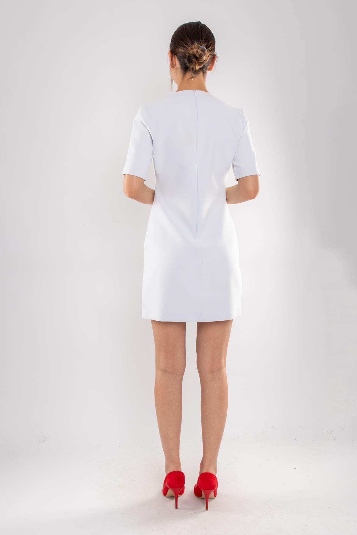 61693 Kısa Kol Krep Mini Elbise