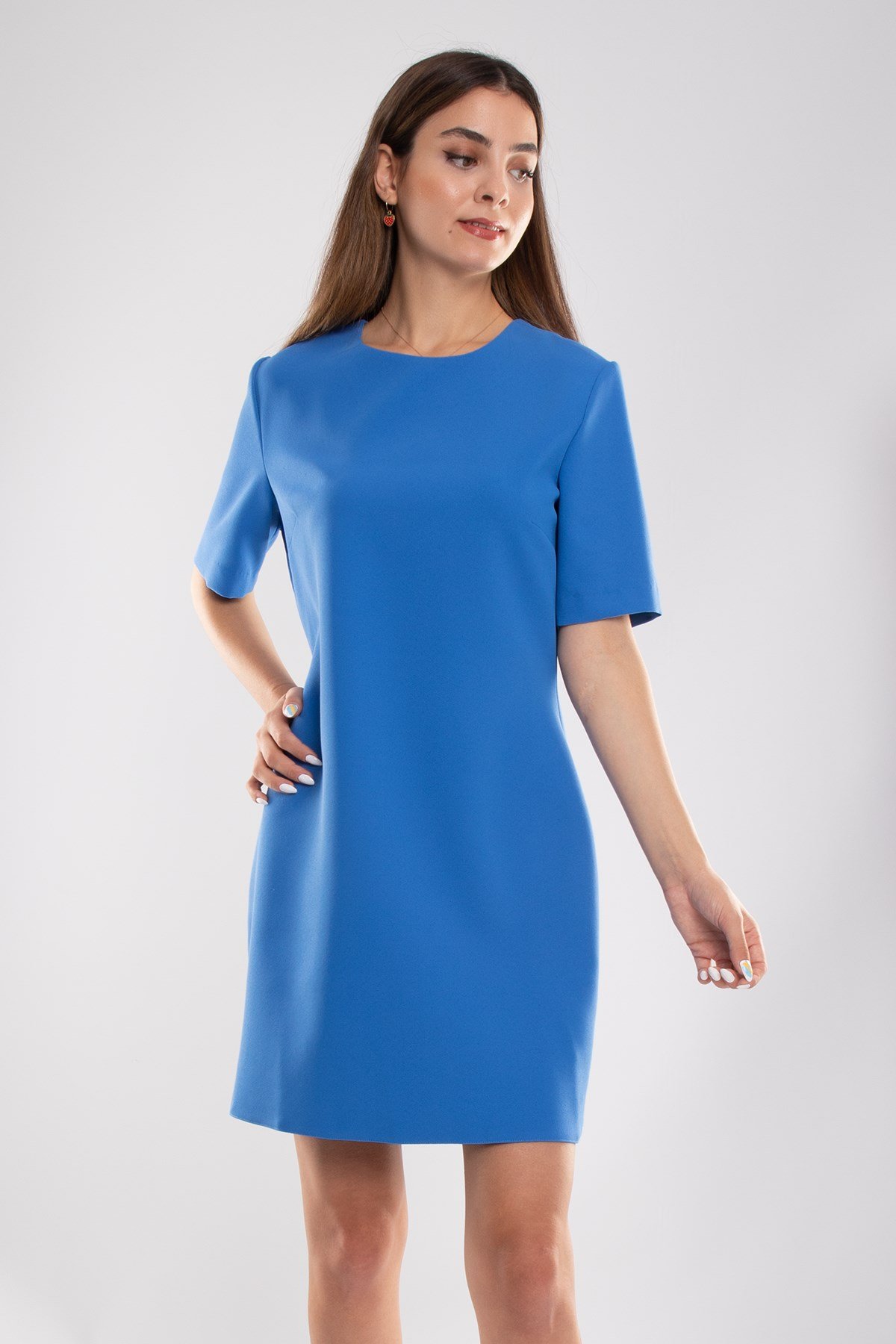 61693 Kısa Kol Krep Mini Elbise