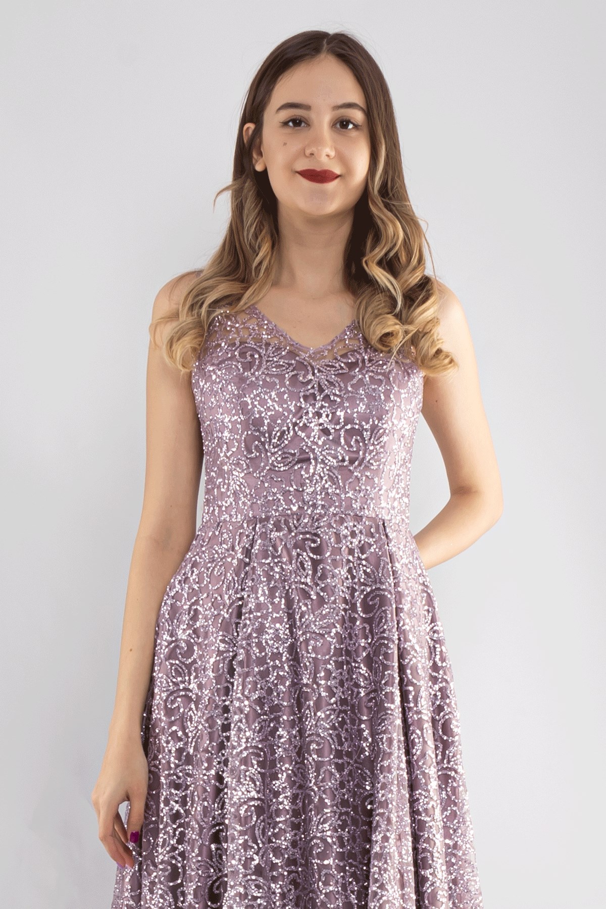 6261 KB Simli Uzun Abiye Elbise