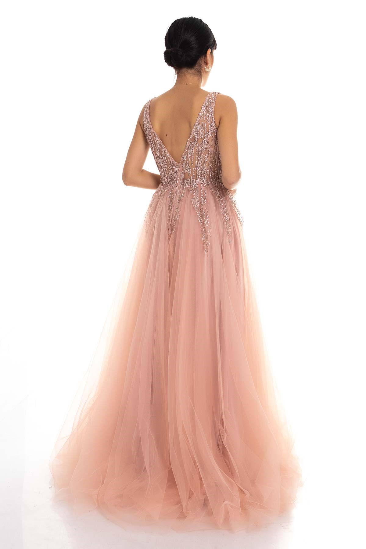 6871 KB İşlemeli Uzun Tül Nişanlık