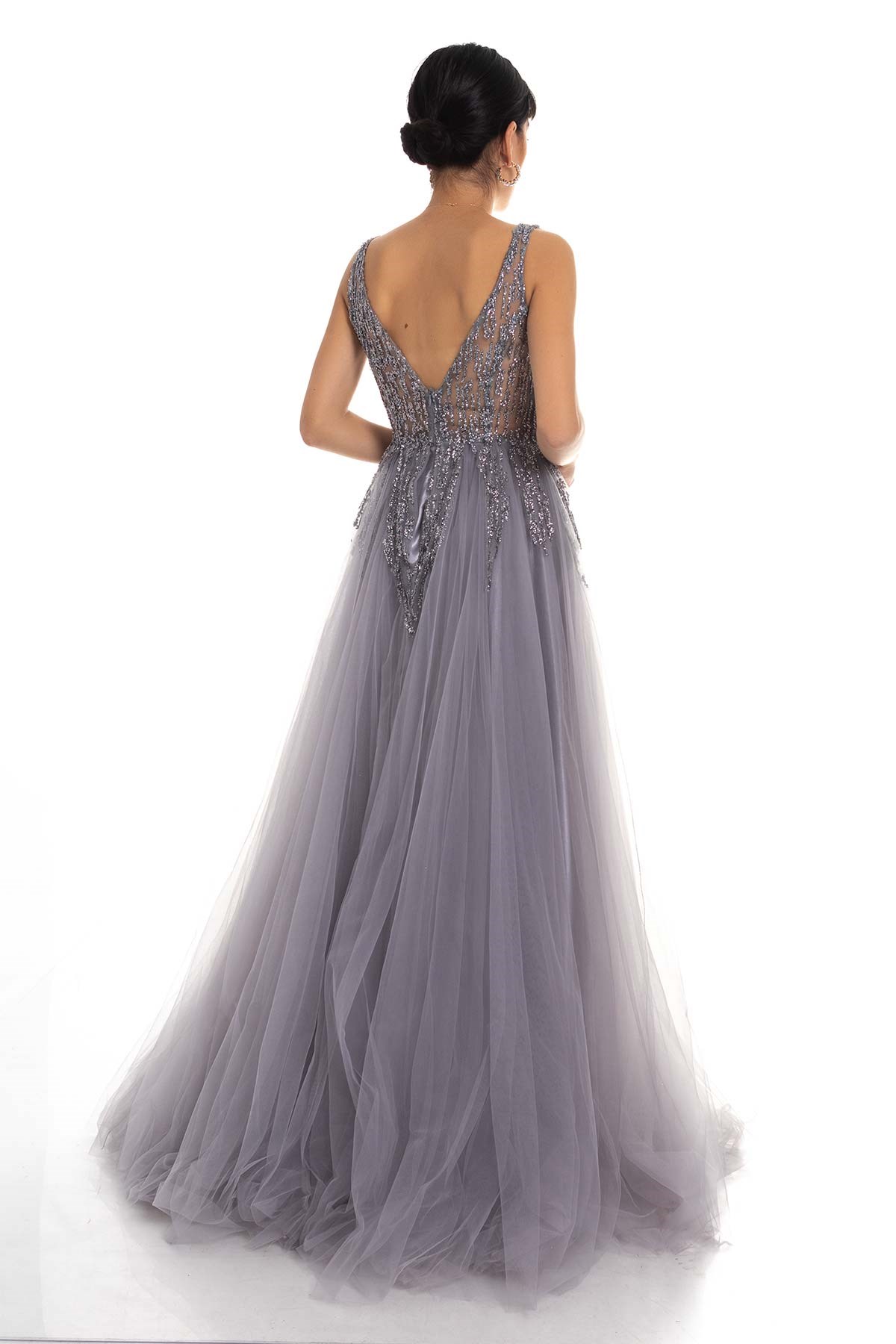 6871 KB İşlemeli Uzun Tül Nişanlık