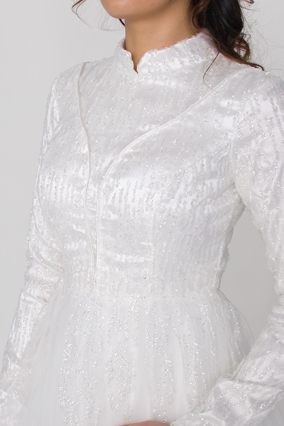 6950 Uzun Kol Sim İşli Tesettür Nişanlık