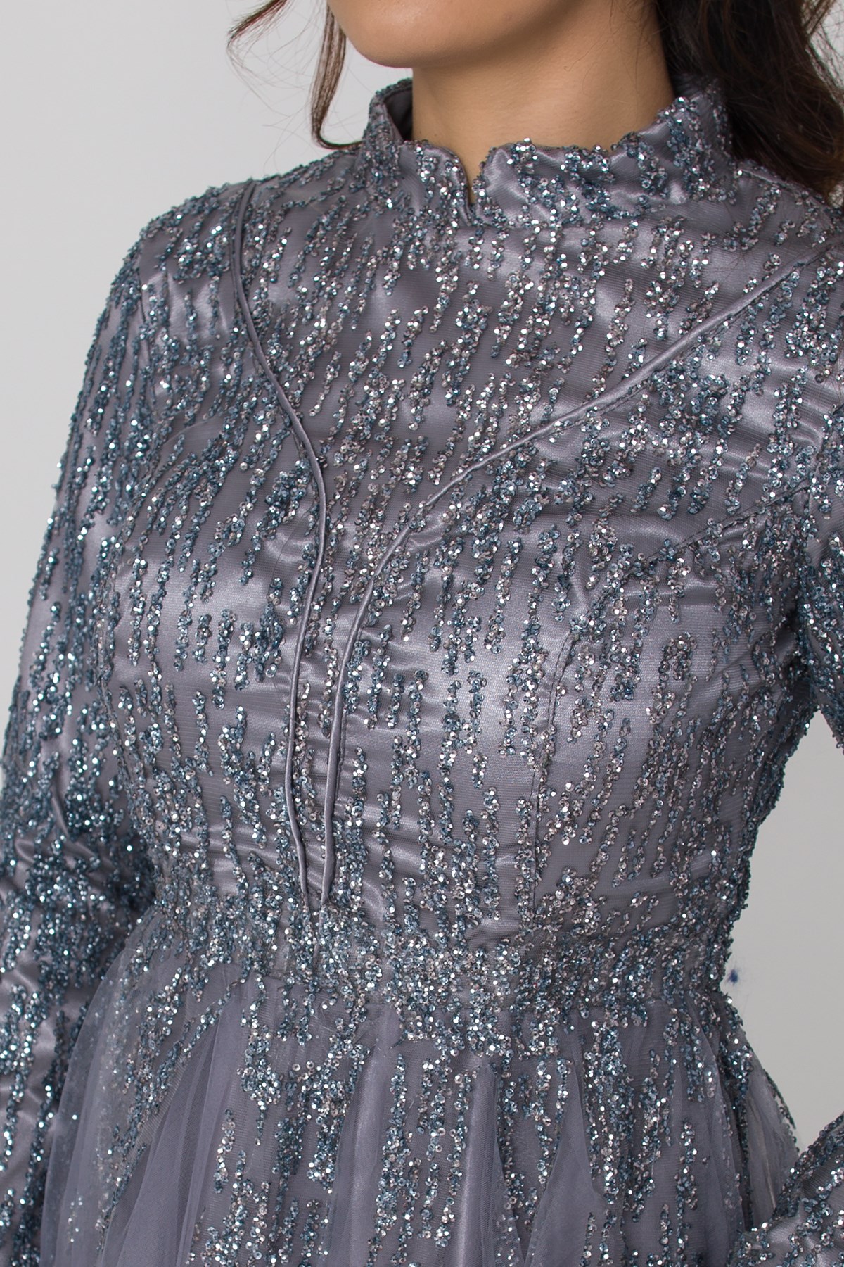 6950 Uzun Kol Sim İşli Tesettür Nişanlık