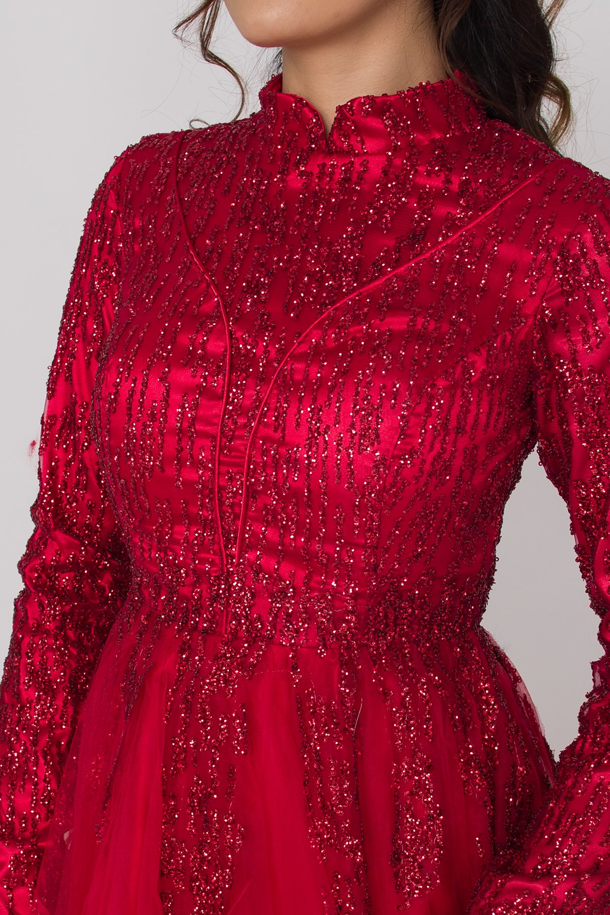 6950 Uzun Kol Sim İşli Tesettür Nişanlık