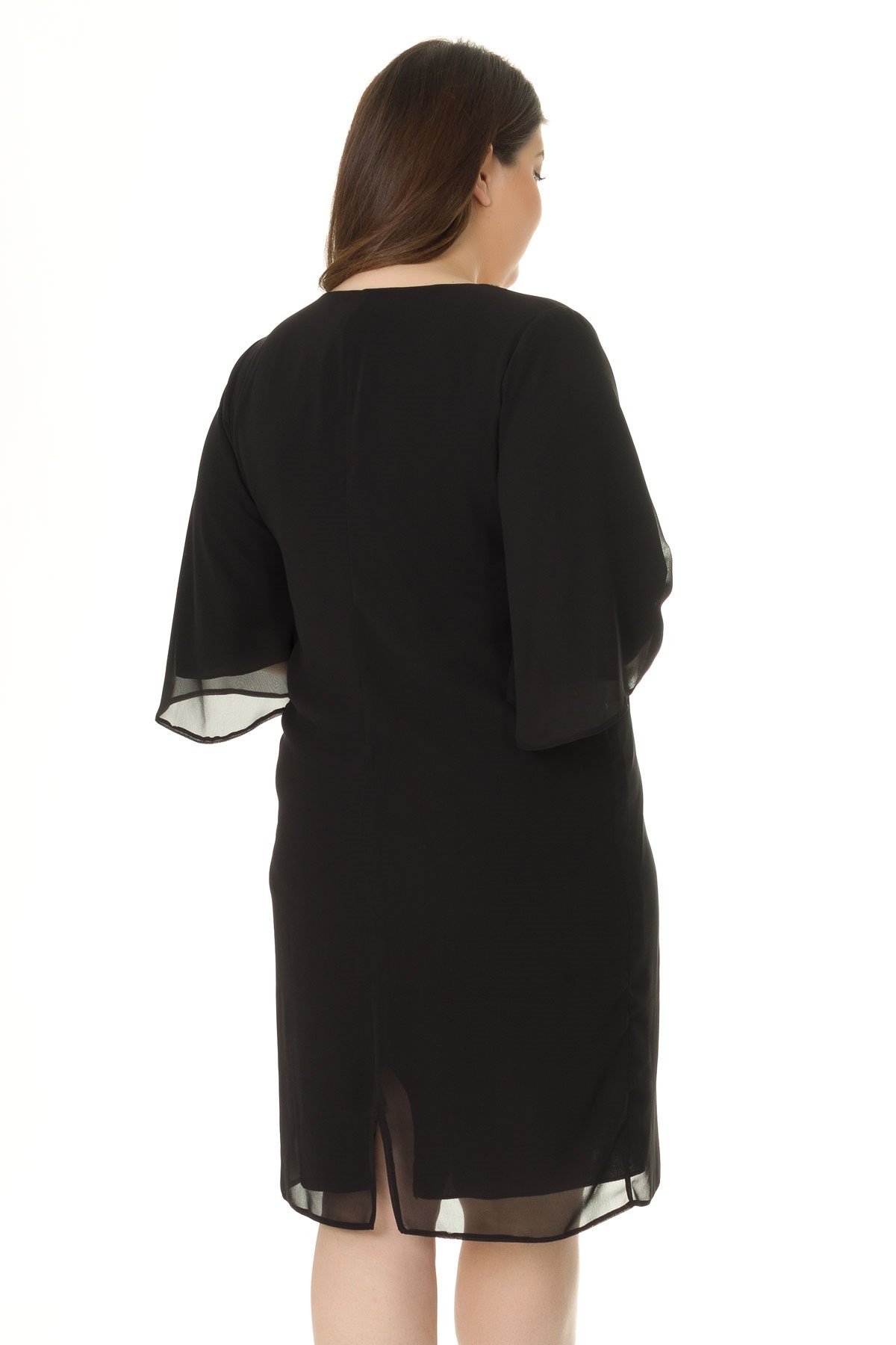 7016 YAKASI KOLYELİ KISA ELBİSE