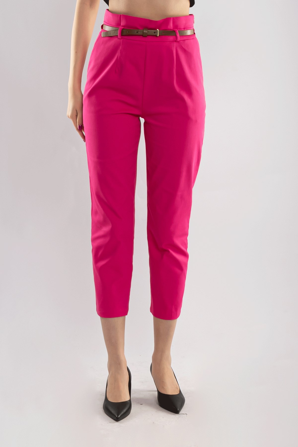 70292 Gizli Kemer Pamuklu Pileli Pantolon