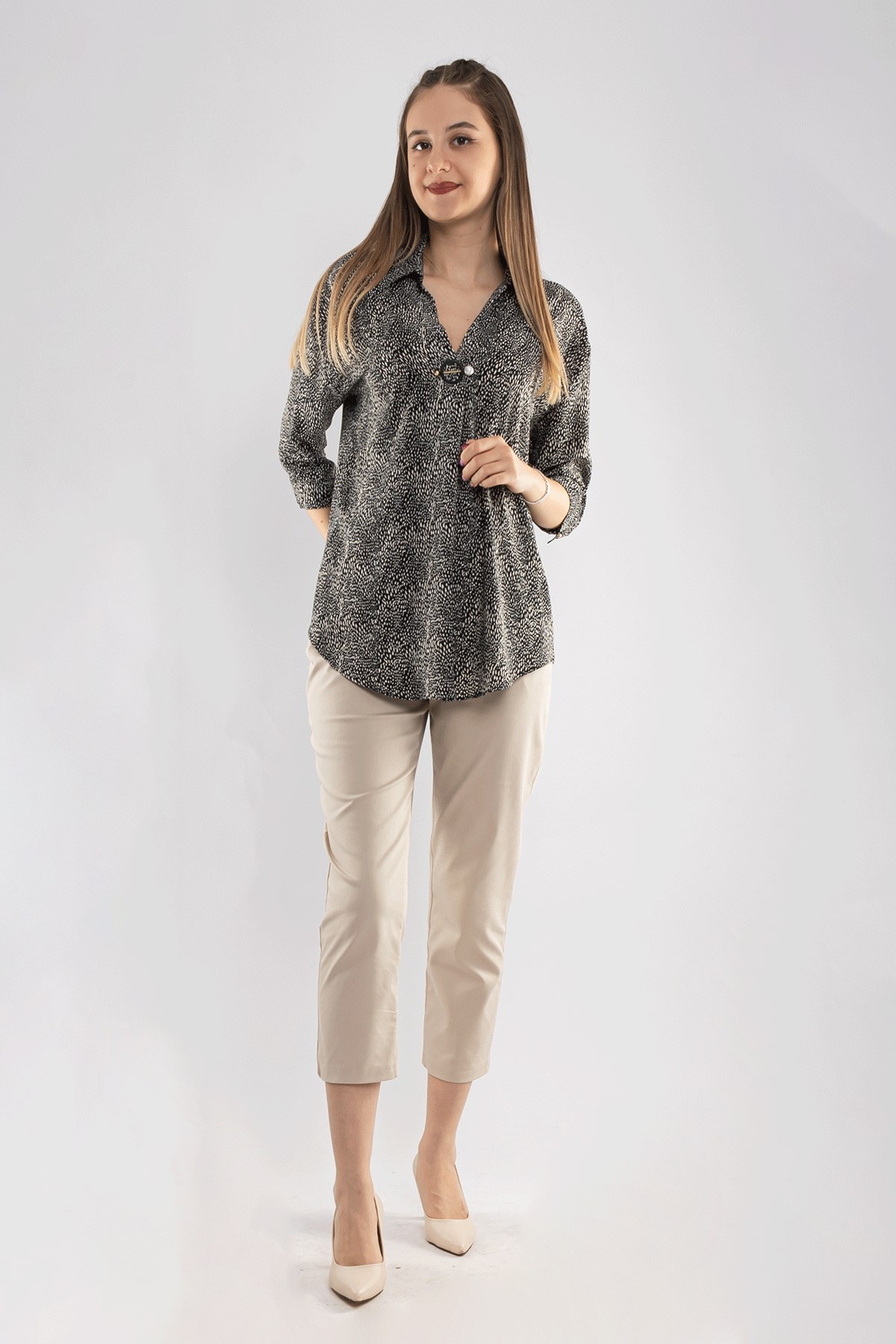 70292 Gizli Kemer Pamuklu Pileli Pantolon