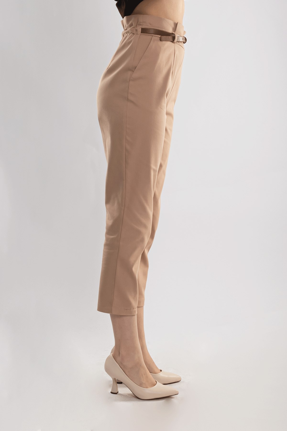 70292 Gizli Kemer Pamuklu Pileli Pantolon