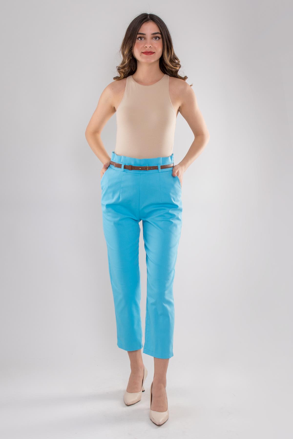 70292 Gizli Kemer Pamuklu Pileli Pantolon