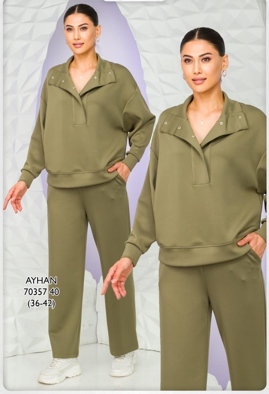 70357 Dik Yaka Çıtçıtlı Sweat Beli Lastikli Eşofman Takım