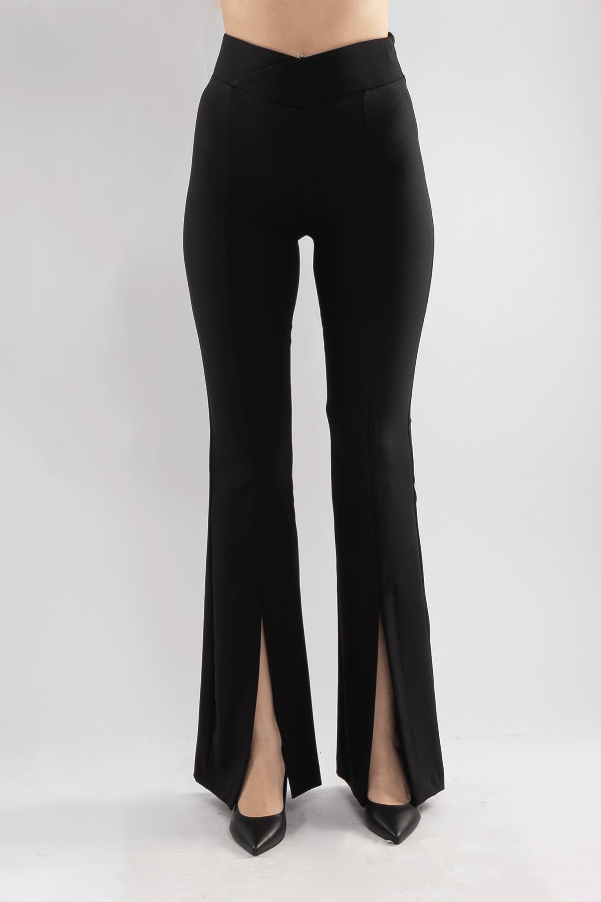 70364 İspanyol Paça Önü Yırtmaçlı Kadın Pantolon