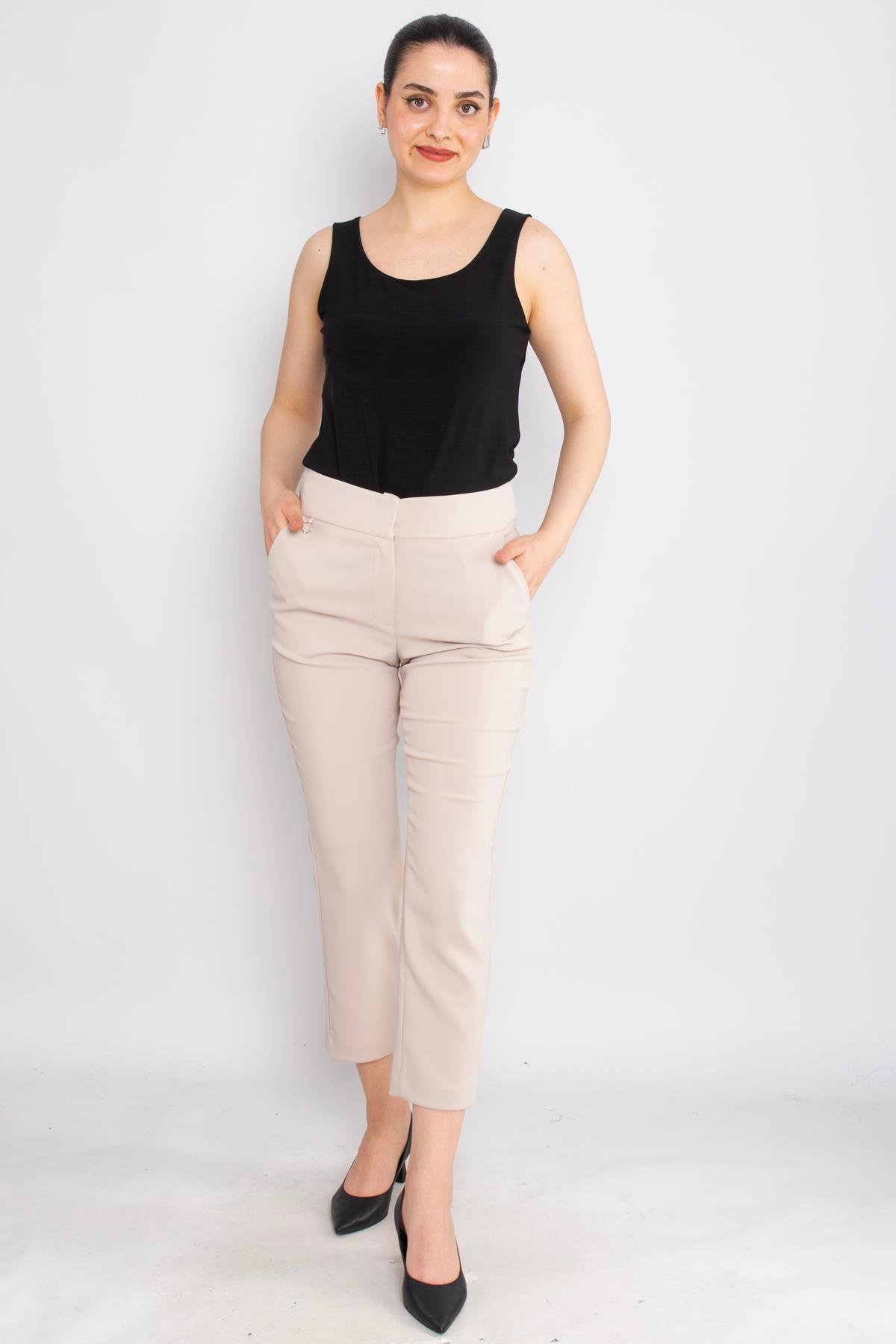 70593 Yan Cep Mini Tokalı Kadın Pantolon