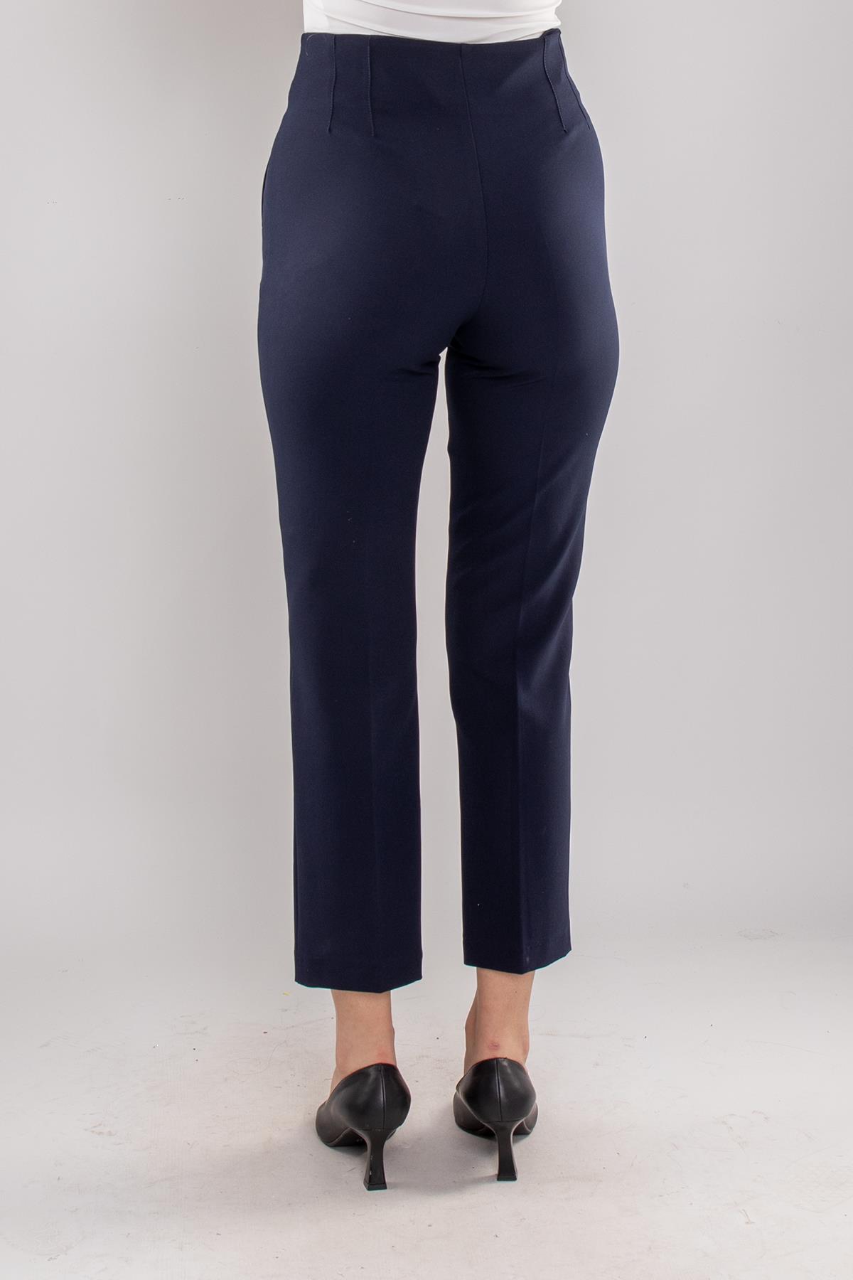 70609 Beli Pensli Tokalı Kumaş Pantolon