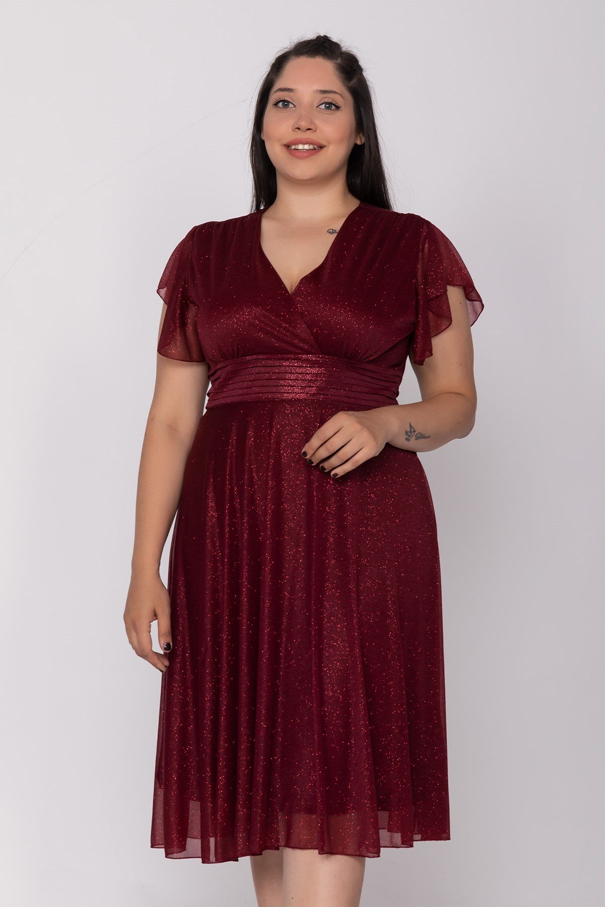 7065 BB Kruv.Yaka Sim Kumaş Kısa Elbise