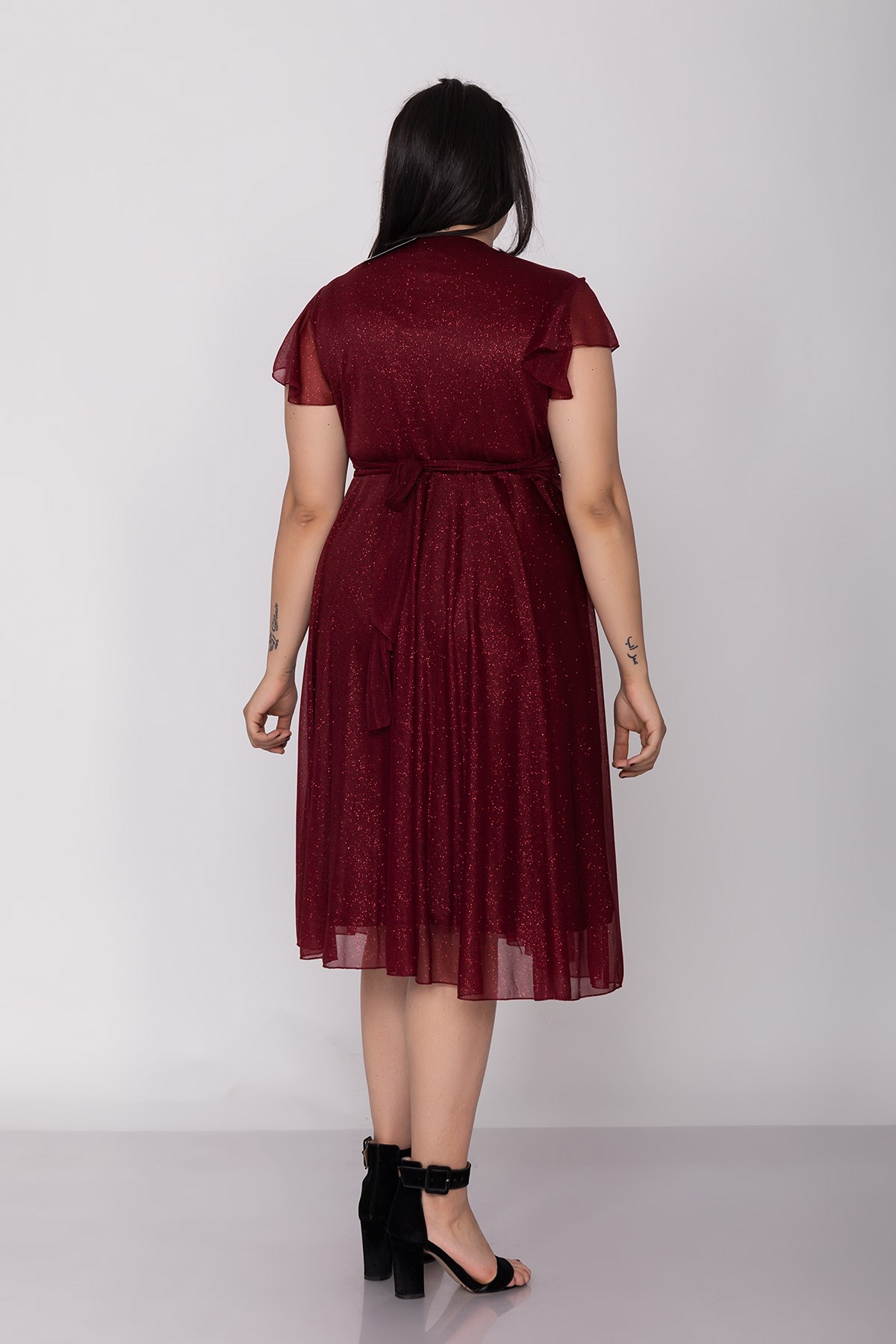 7065 BB Kruv.Yaka Sim Kumaş Kısa Elbise