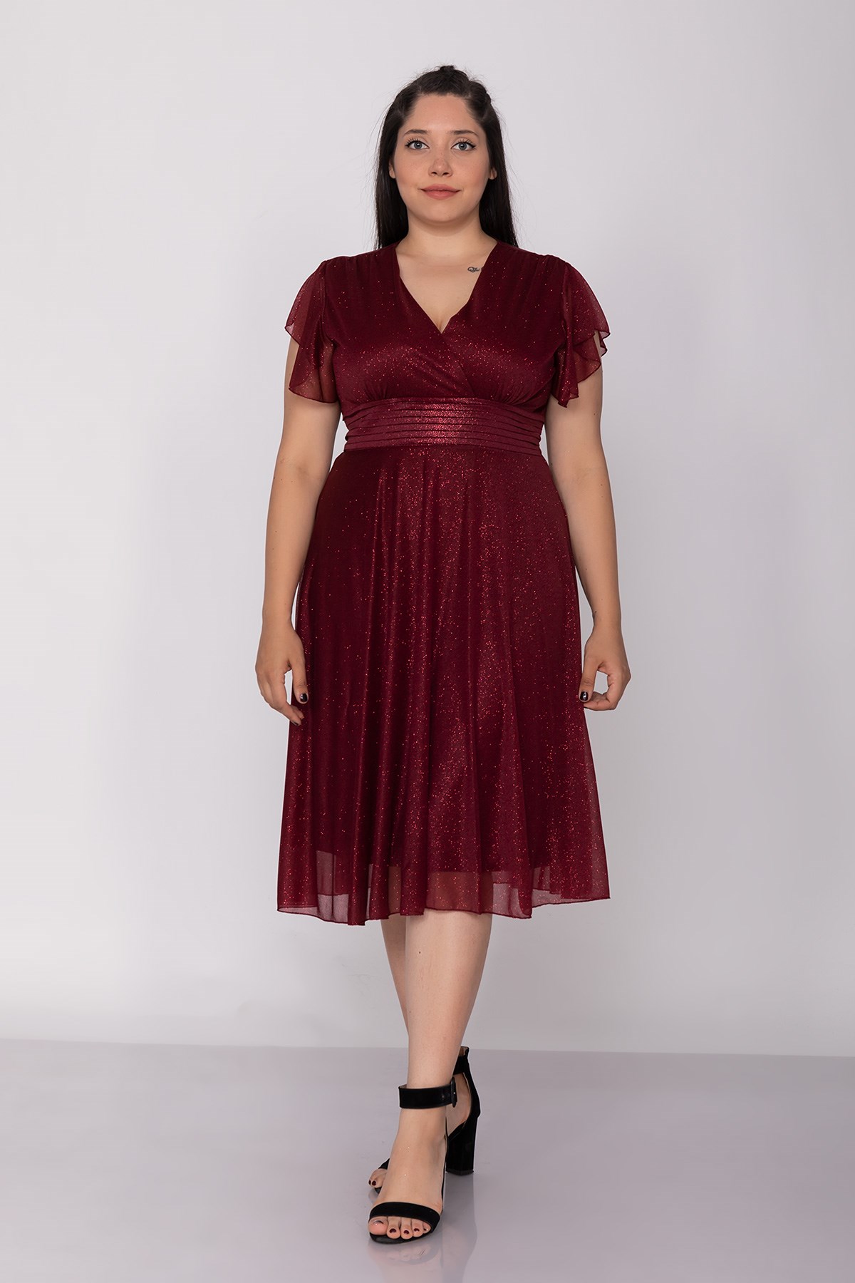 7065 BB Kruv.Yaka Sim Kumaş Kısa Elbise