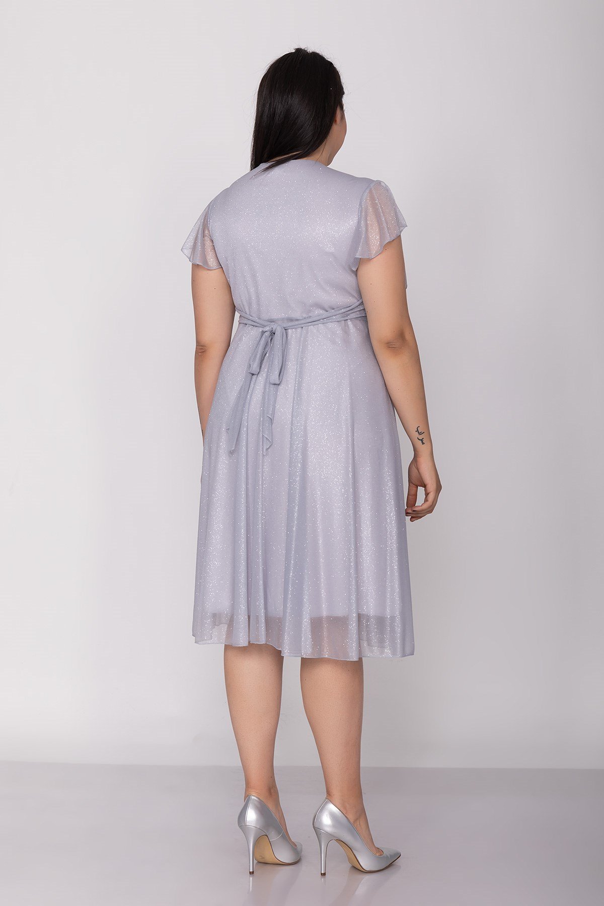 7065 BB Kruv.Yaka Sim Kumaş Kısa Elbise