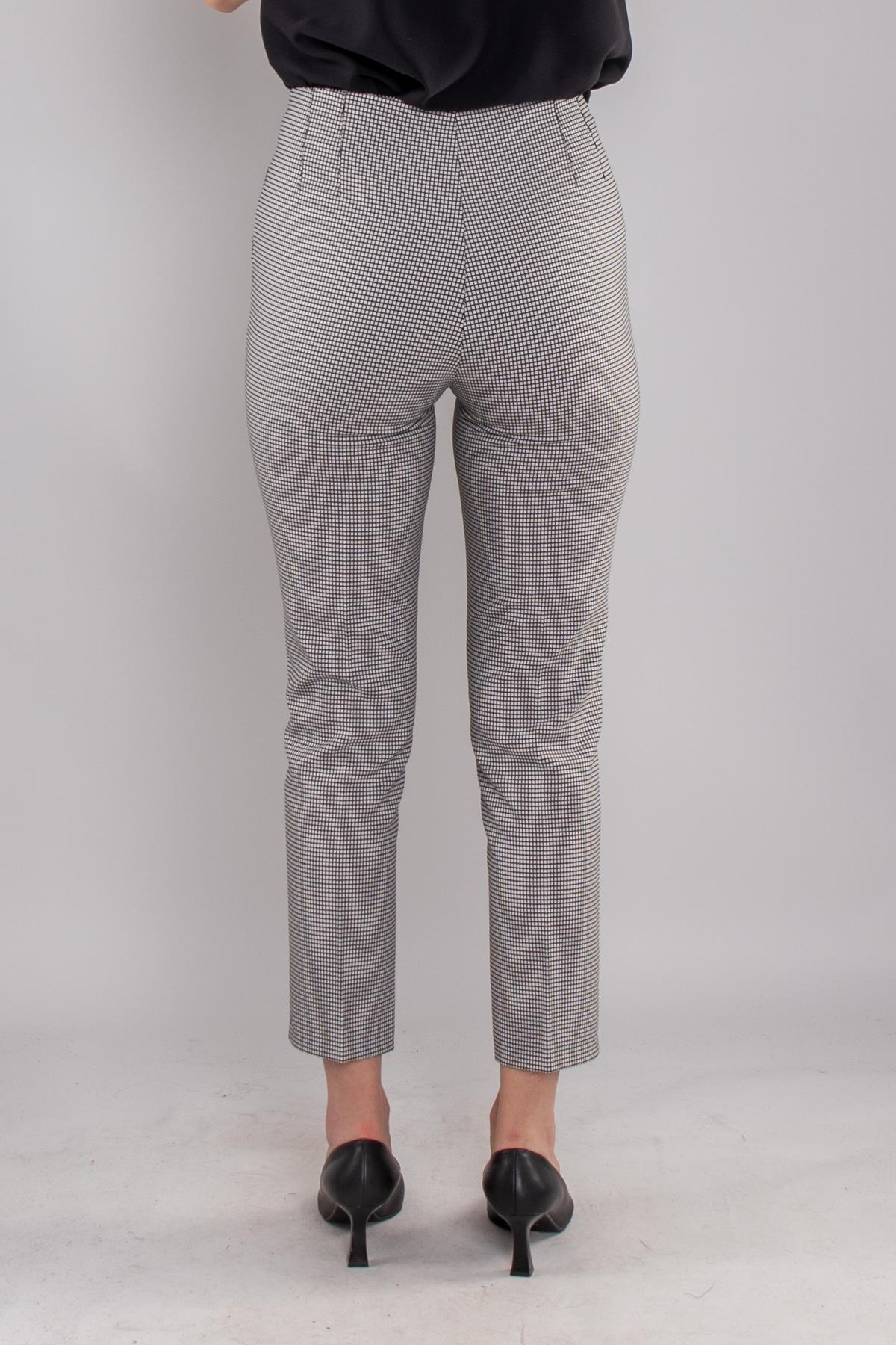 70791 Beli Tokalı Pötikareli Pantolon