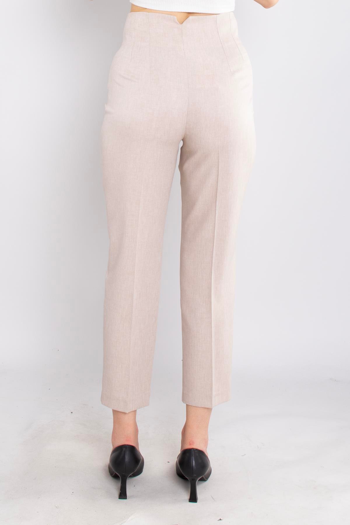 70824 Yüksek Bel Pensli Pantolon