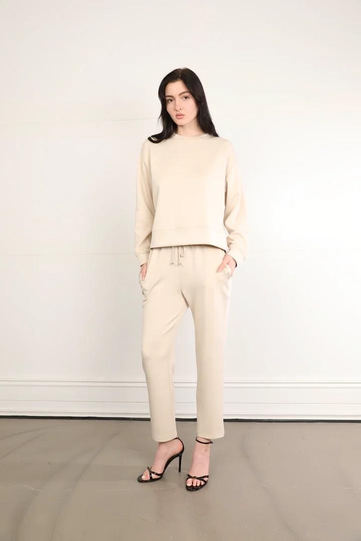 71301 Modal Yırtmaçlı Sweat Beli Lastikli Pantolon Takım