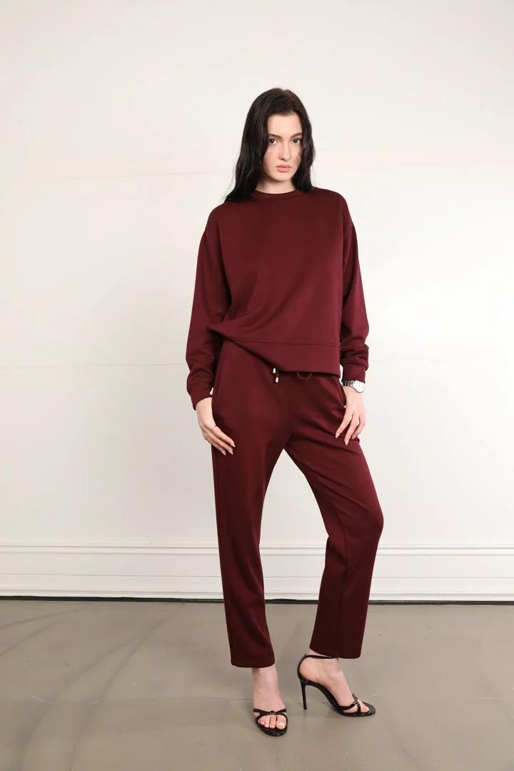 71301 Modal Yırtmaçlı Sweat Beli Lastikli Pantolon Takım