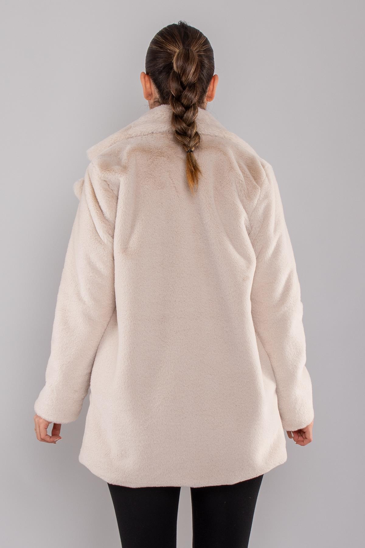 7200 Rabbit Yakalı Uzun Kürklü Ceket