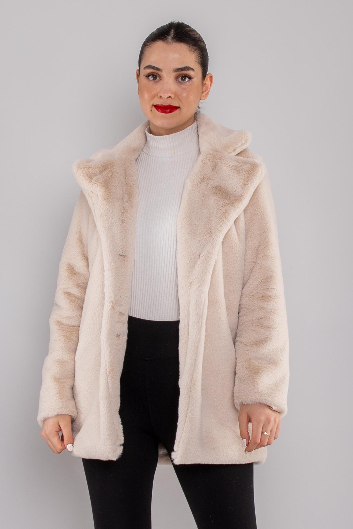 7200 Rabbit Yakalı Uzun Kürklü Ceket