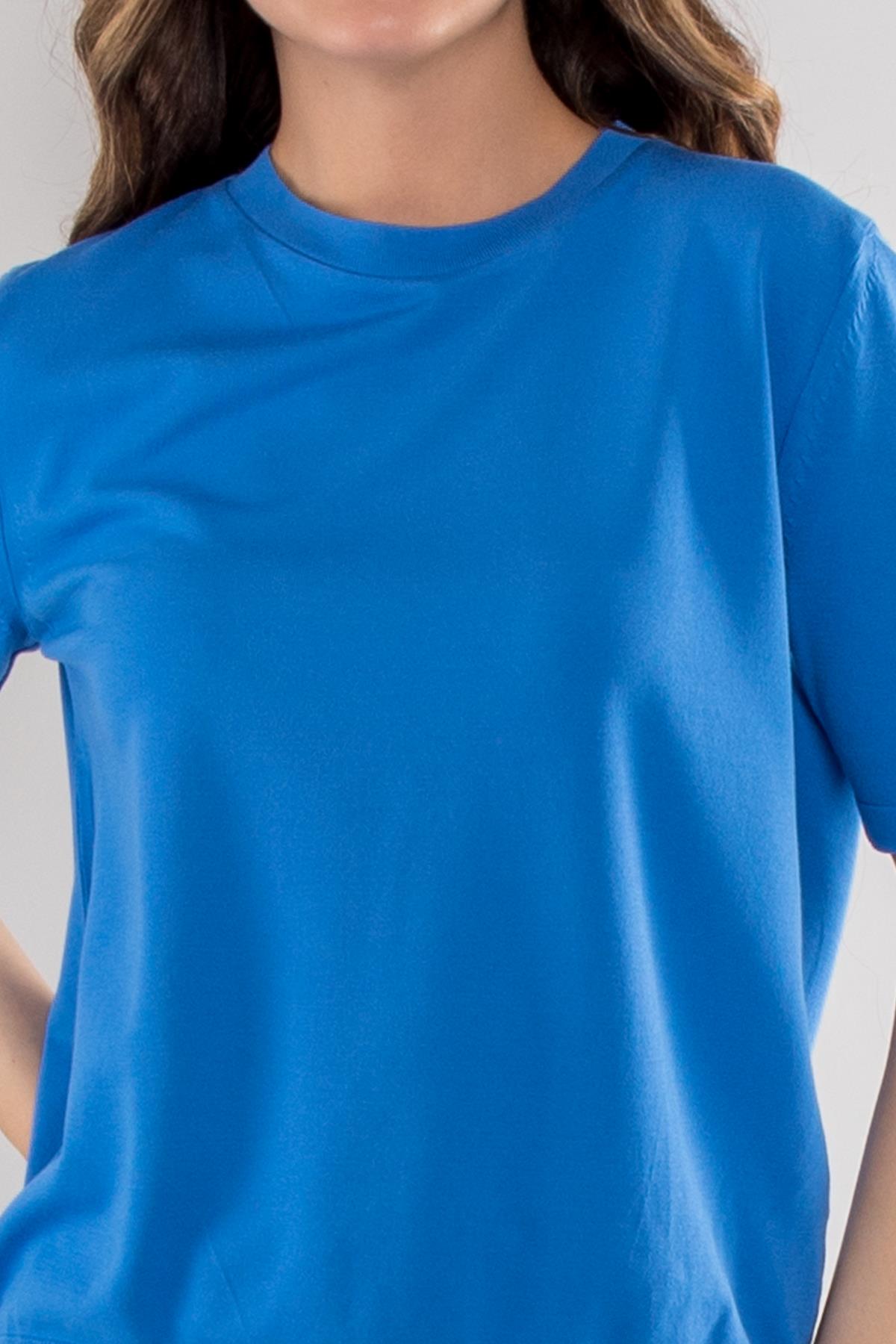 731 Bisiklet Yaka Arka Damlı Kısa Kol Merserize Triko