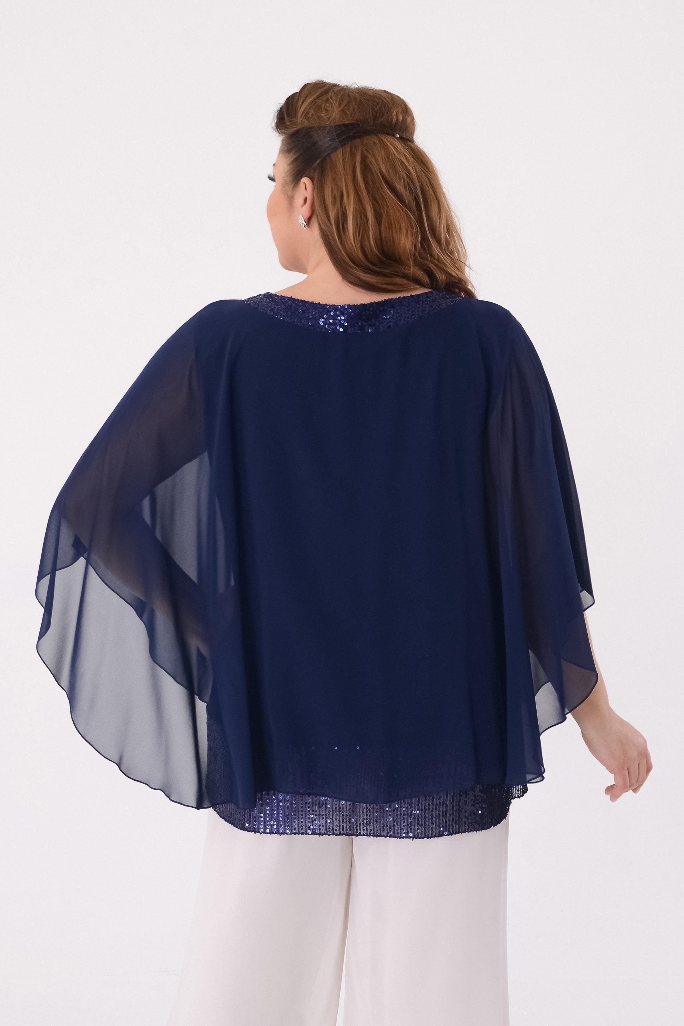 749 Pelerin Detay Pulpayet İşlemeli Tunik