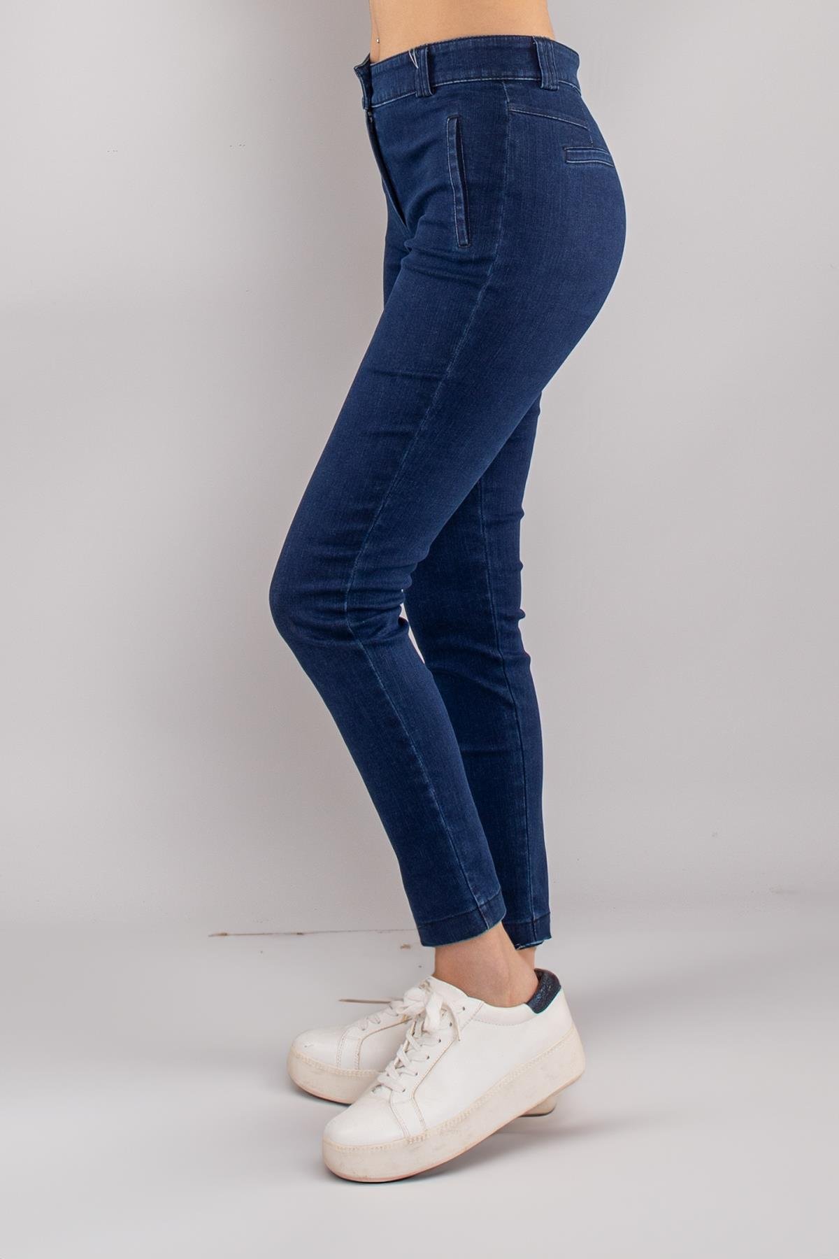 75277 Cep Dikişli Pamuklu Kanvas Kadın Kot Pantolon