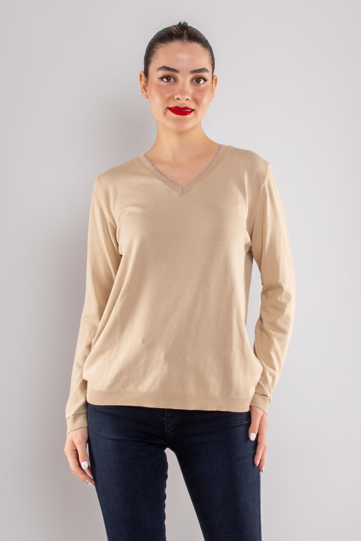 756 Vyaka ve Kol Ucu Simli Merserize Triko