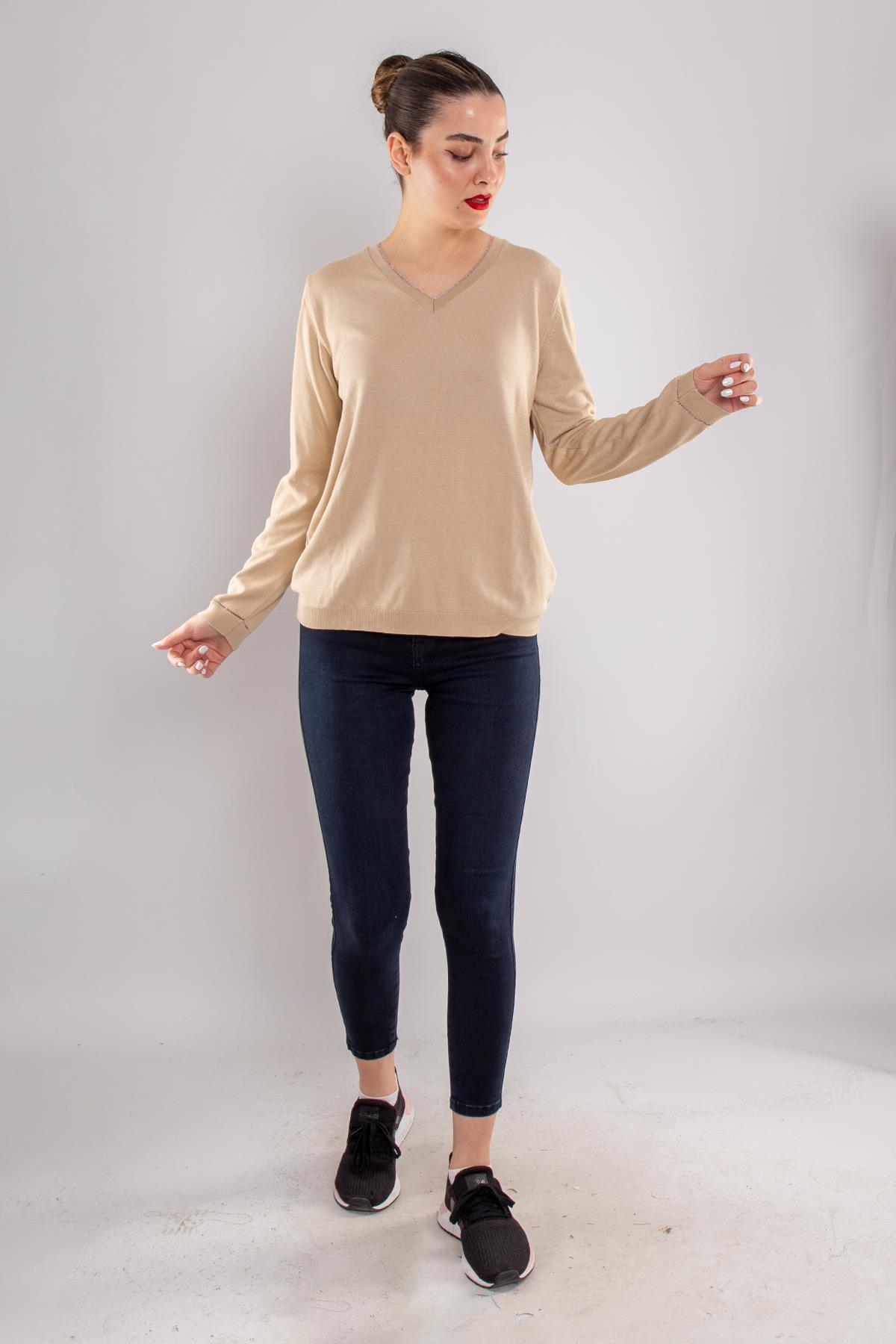 756 Vyaka ve Kol Ucu Simli Merserize Triko