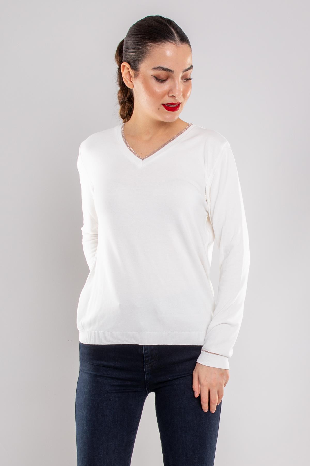 756 Vyaka ve Kol Ucu Simli Merserize Triko