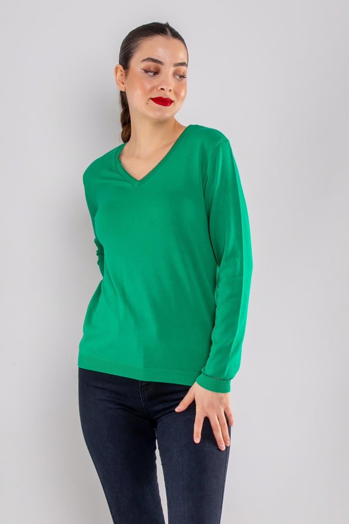 756 Vyaka ve Kol Ucu Simli Merserize Triko