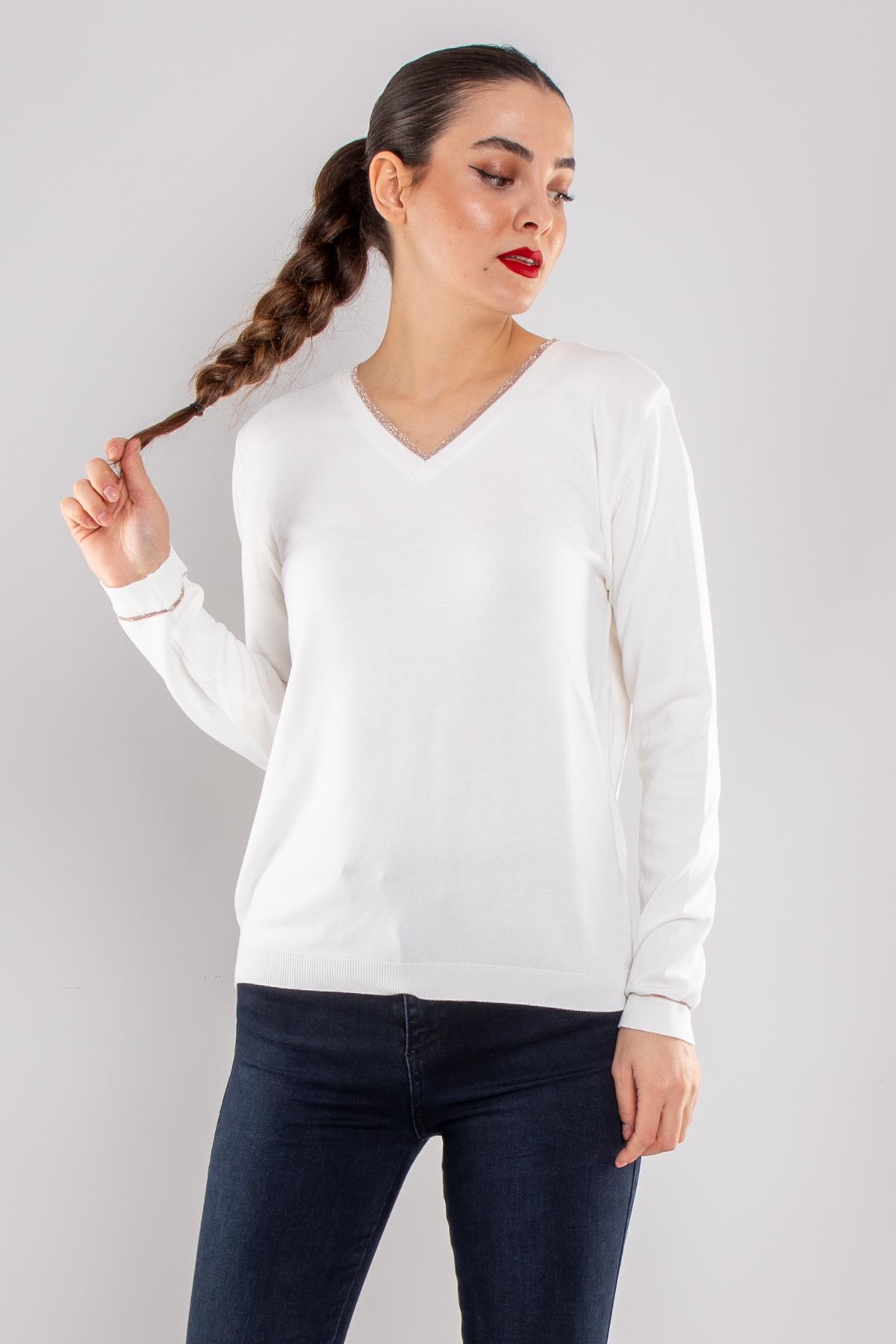 756 Vyaka ve Kol Ucu Simli Merserize Triko