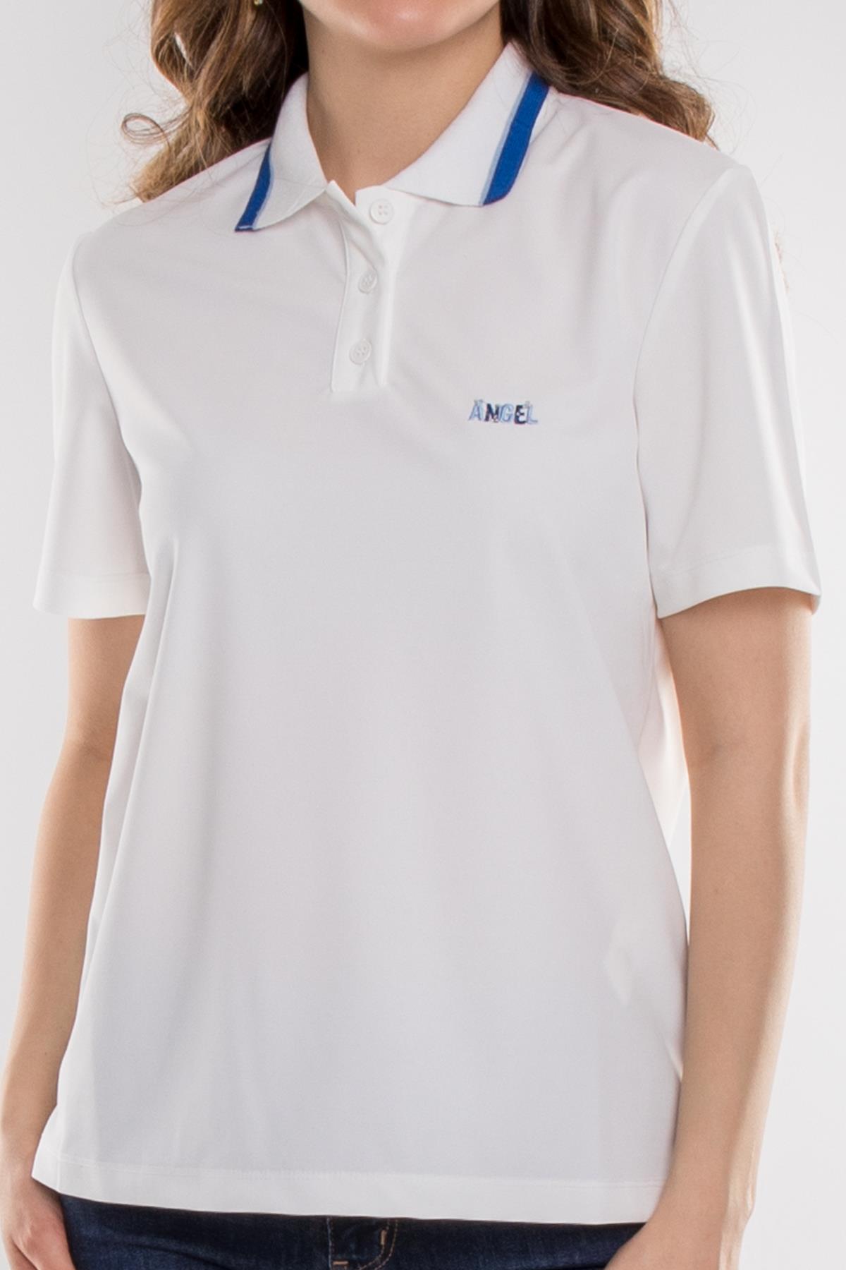 75815 Polo Yaka Düğmeli Kısa Kollu Pamuk Kadın Tshirt