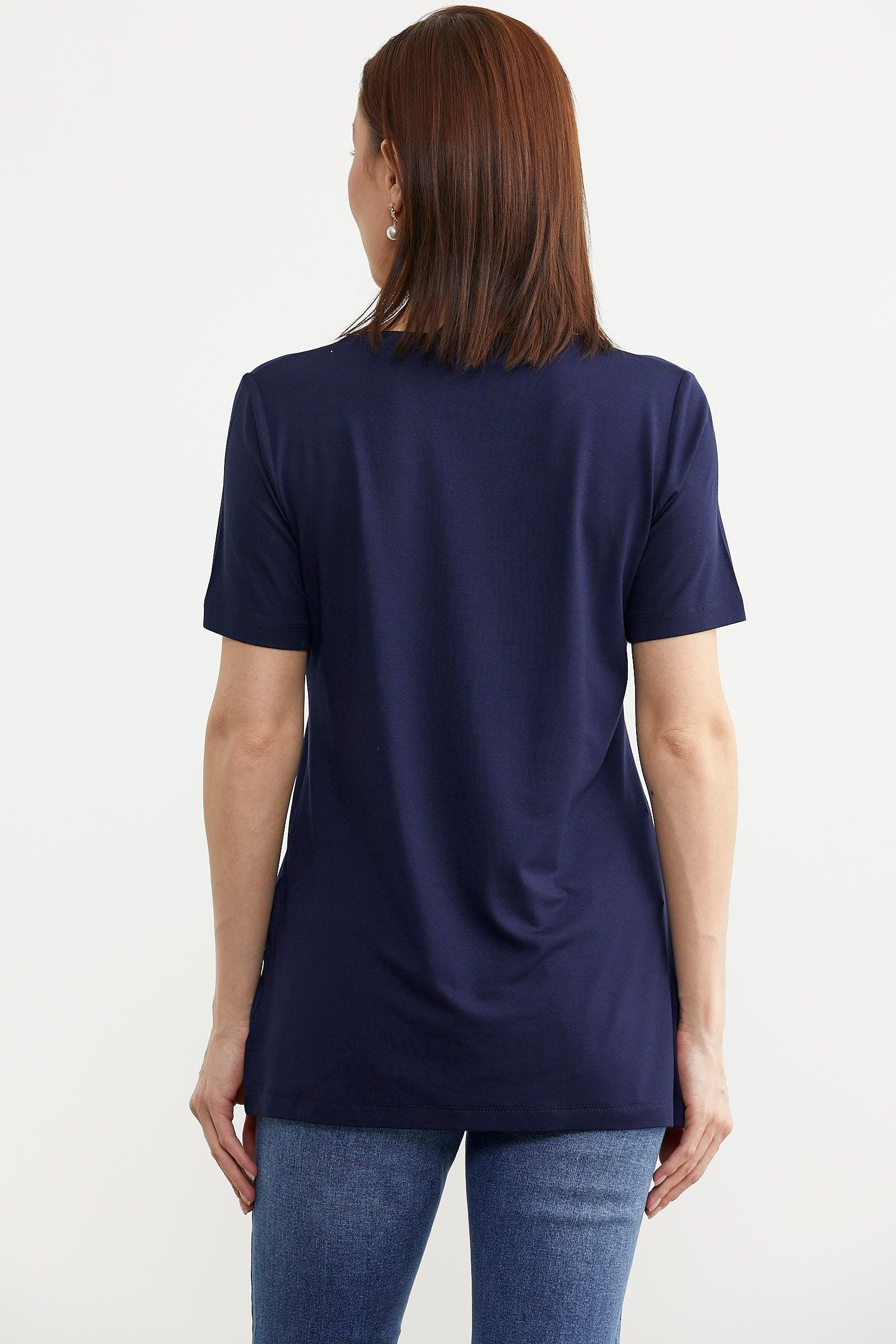 75959 Taş Detay Dökümlü Flamingo Baskı Kısa Kol Penye Tshirt