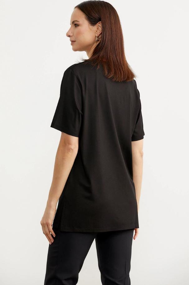 75978 VYakaa Nakışlı Detay Dökümlü Kısa Kol Tshirt